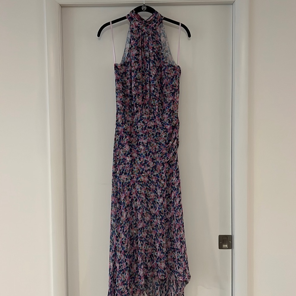 Veronica Beard Leia Floral Halter Neck Silk Dress